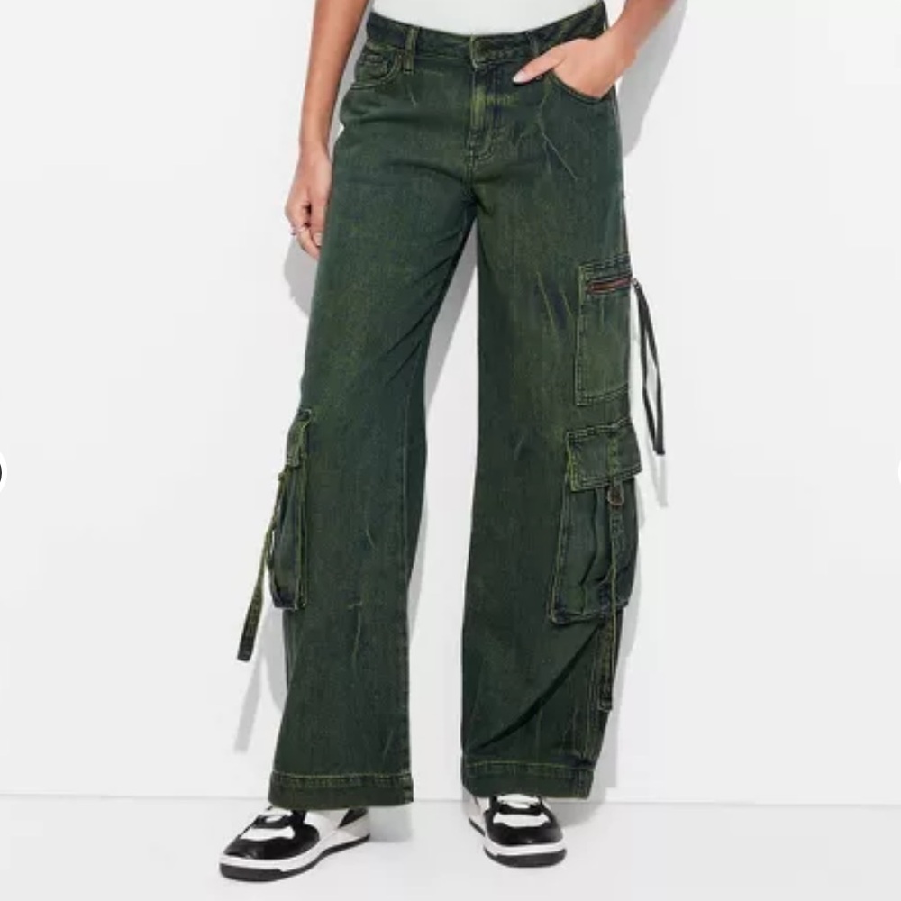 Target Olive Green Wide Leg Cargo Jeans